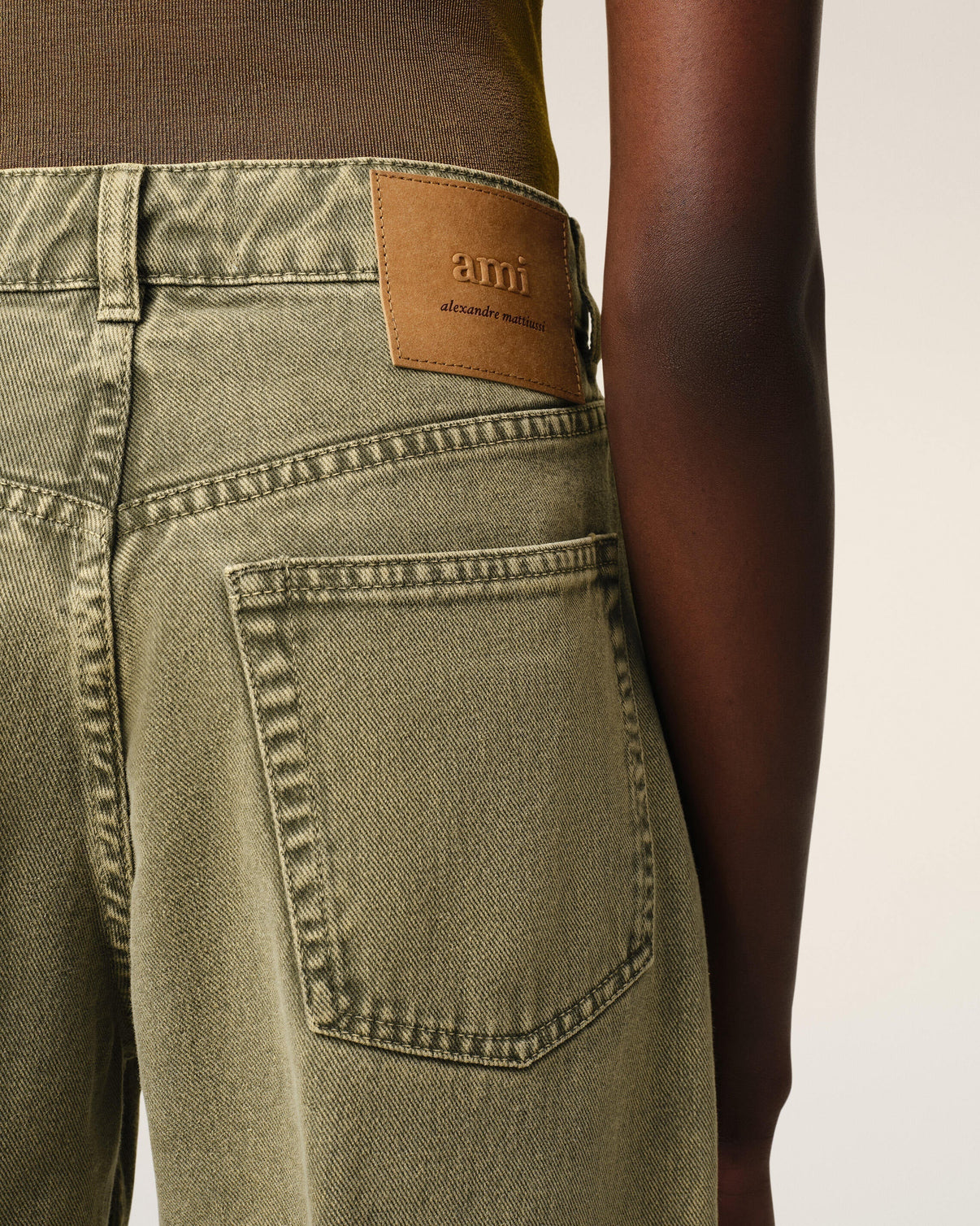 Green Cotton Large Fit Jeans