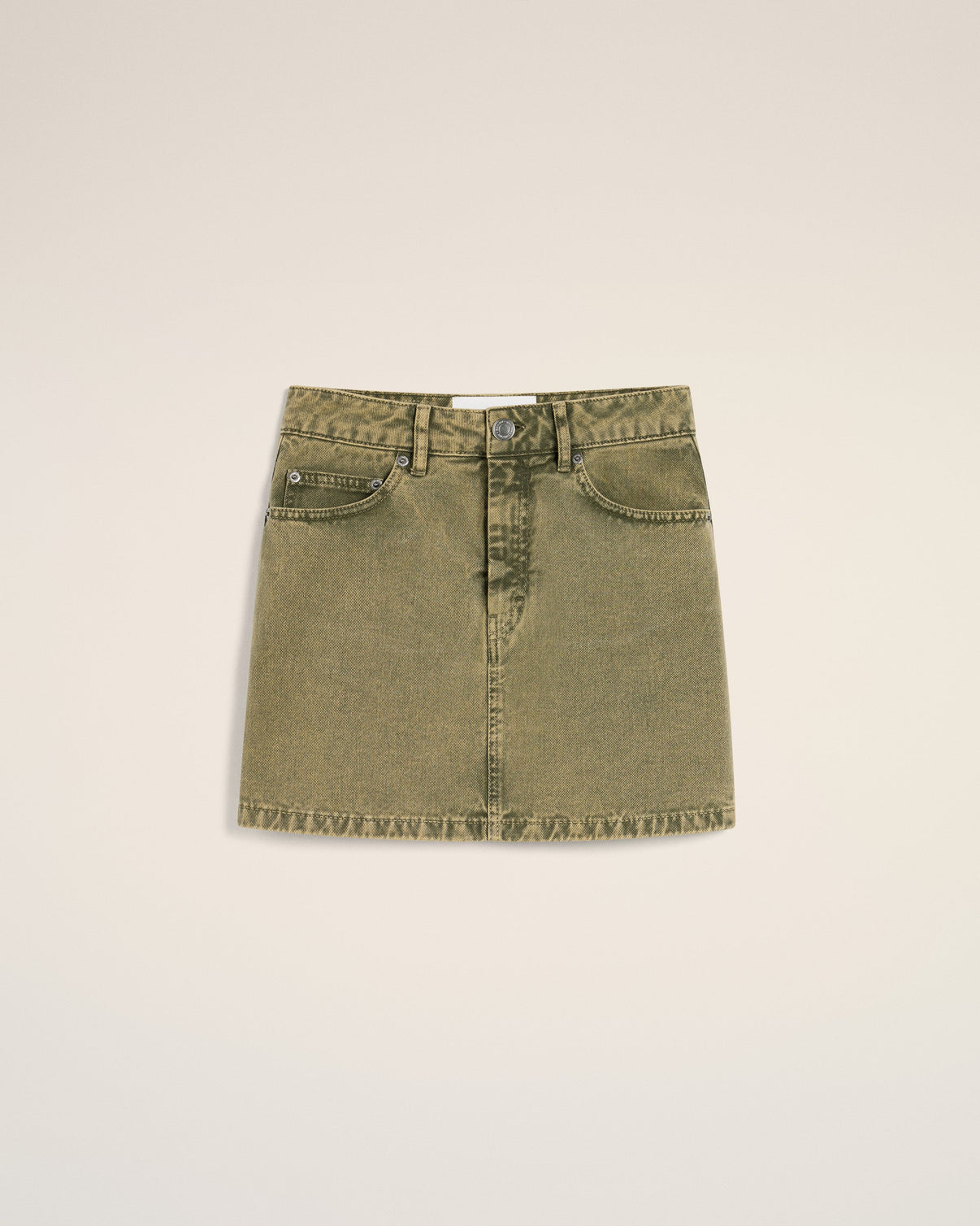 Green Cotton Mini Skirt