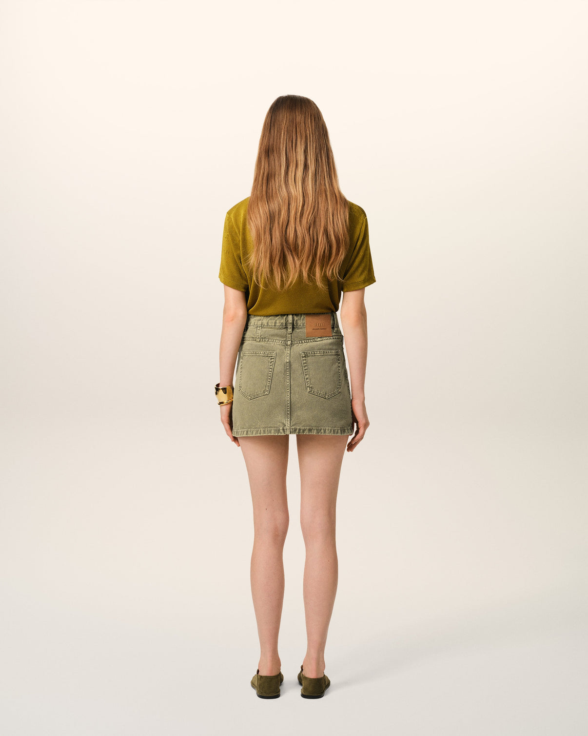 Green Cotton Mini Skirt