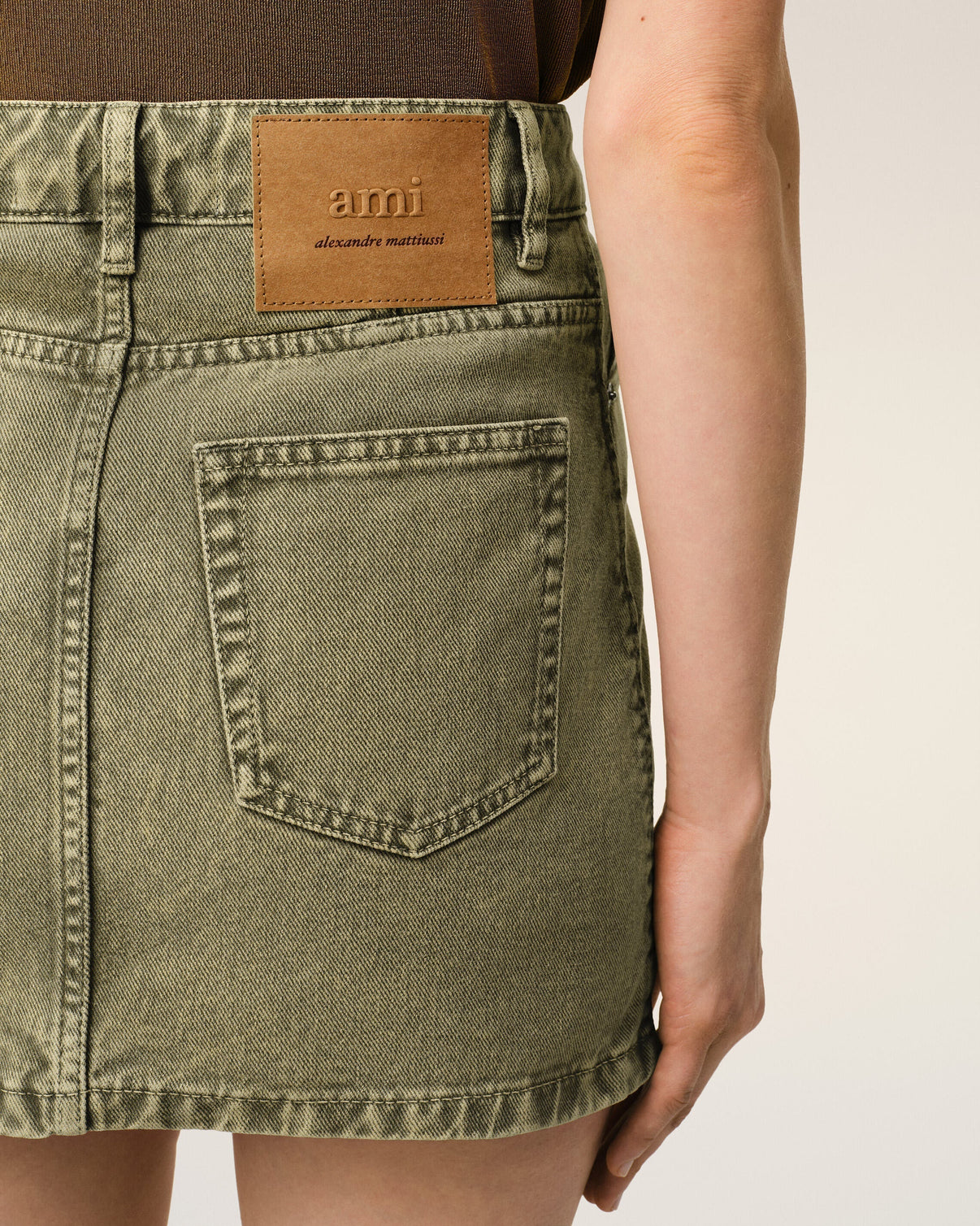 Green Cotton Mini Skirt