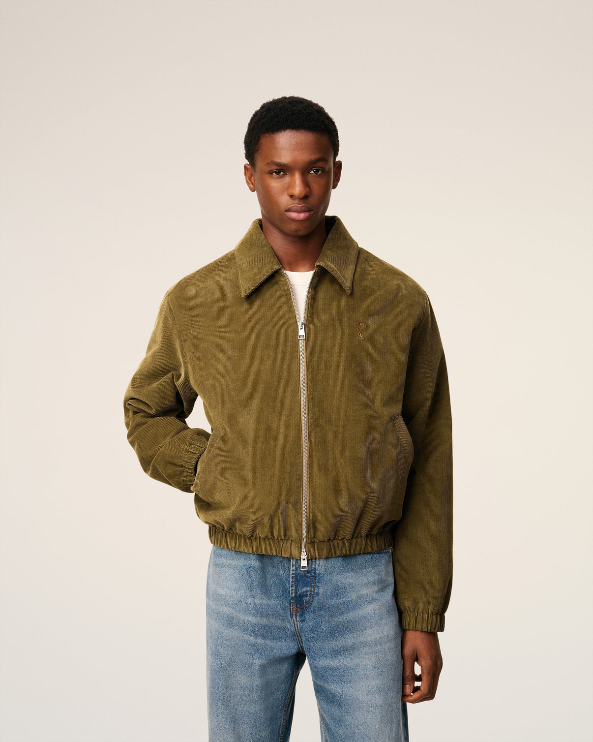 Green Cotton Padded Zipped Jacket