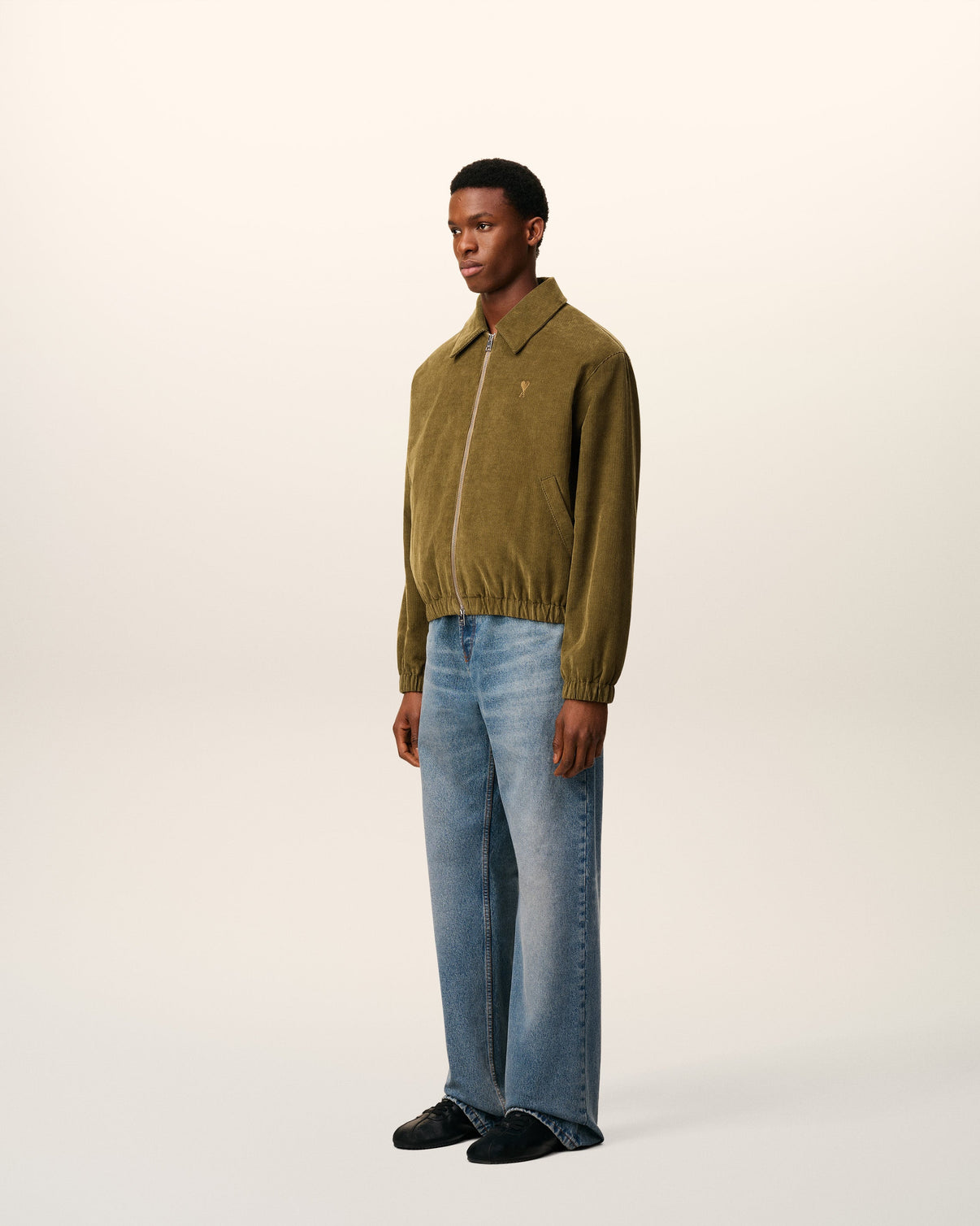 Green Cotton Padded Zipped Jacket