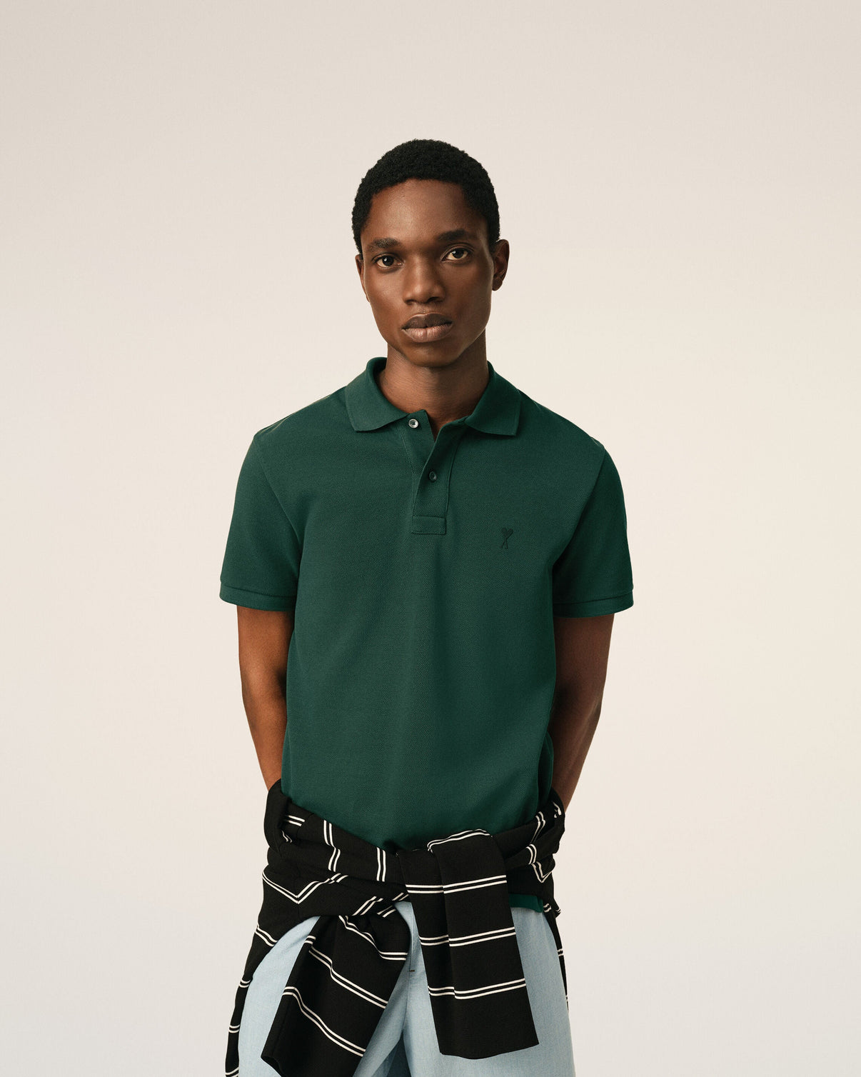 Green cotton polo with