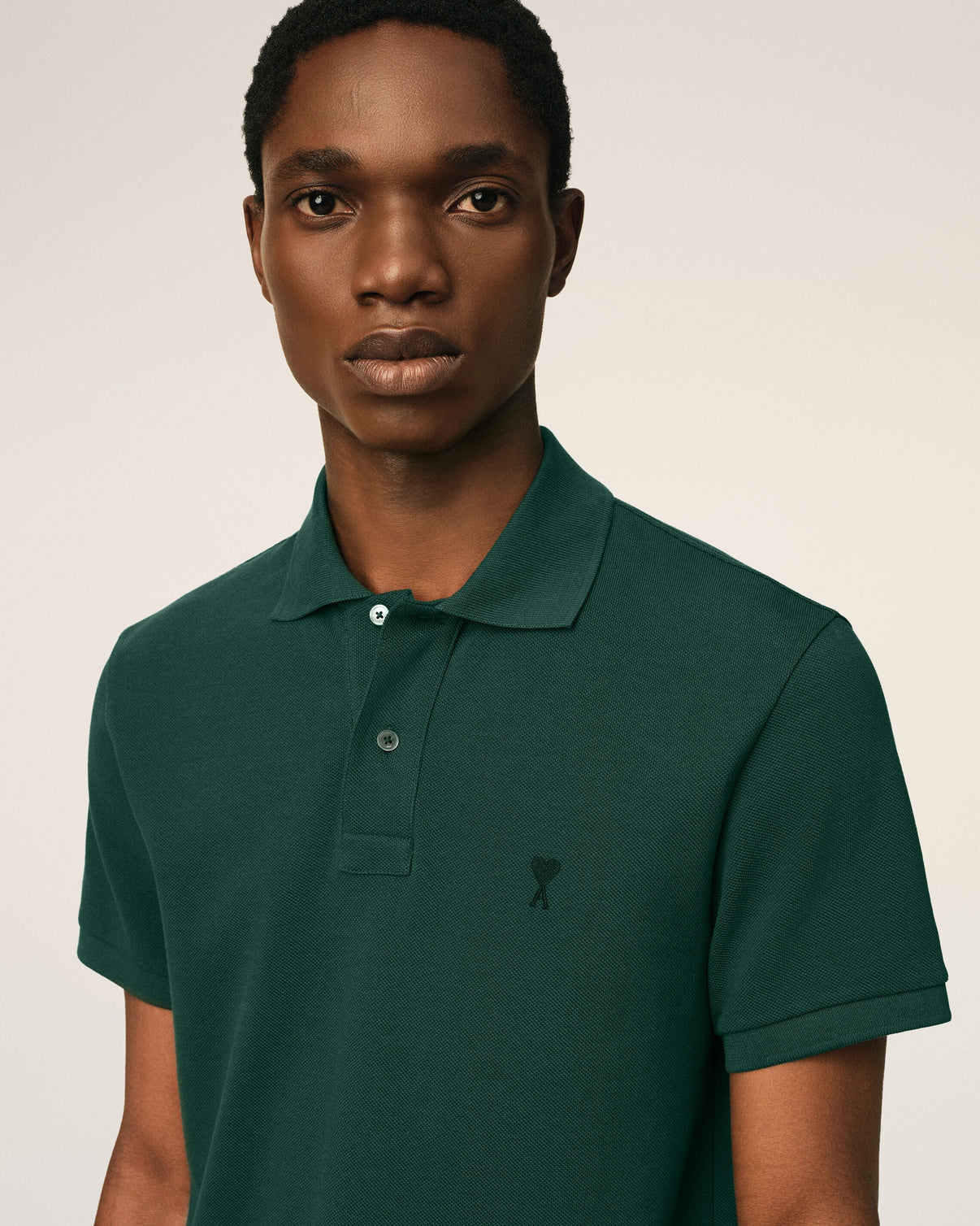 Green cotton polo with