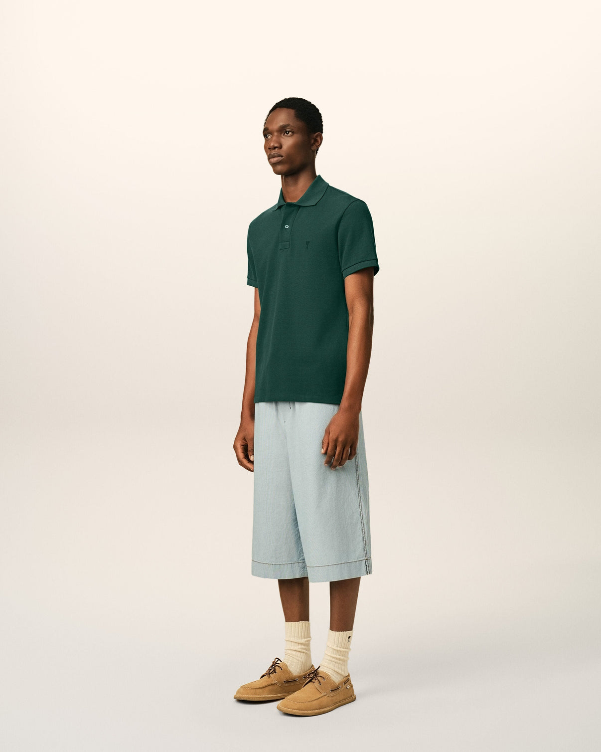 Green cotton polo with