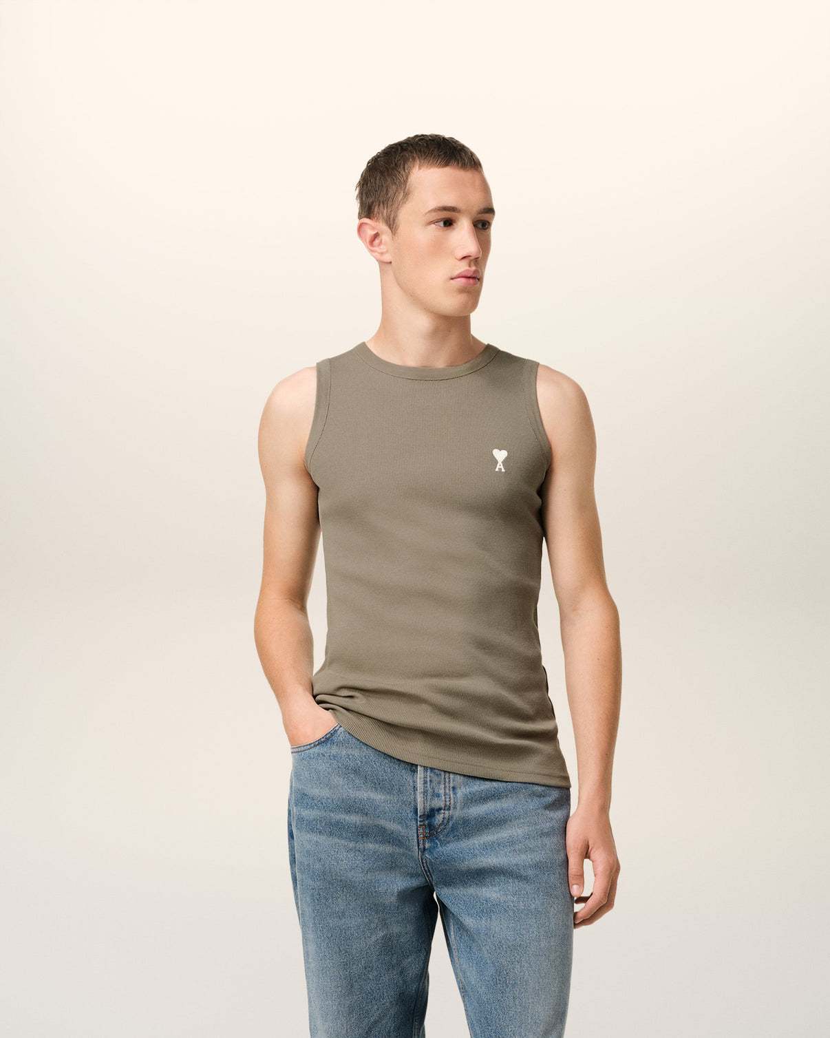 Green Cotton Rib Tanktop