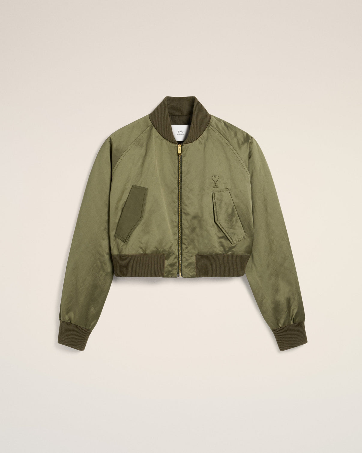 Green Cotton Satin Bomber