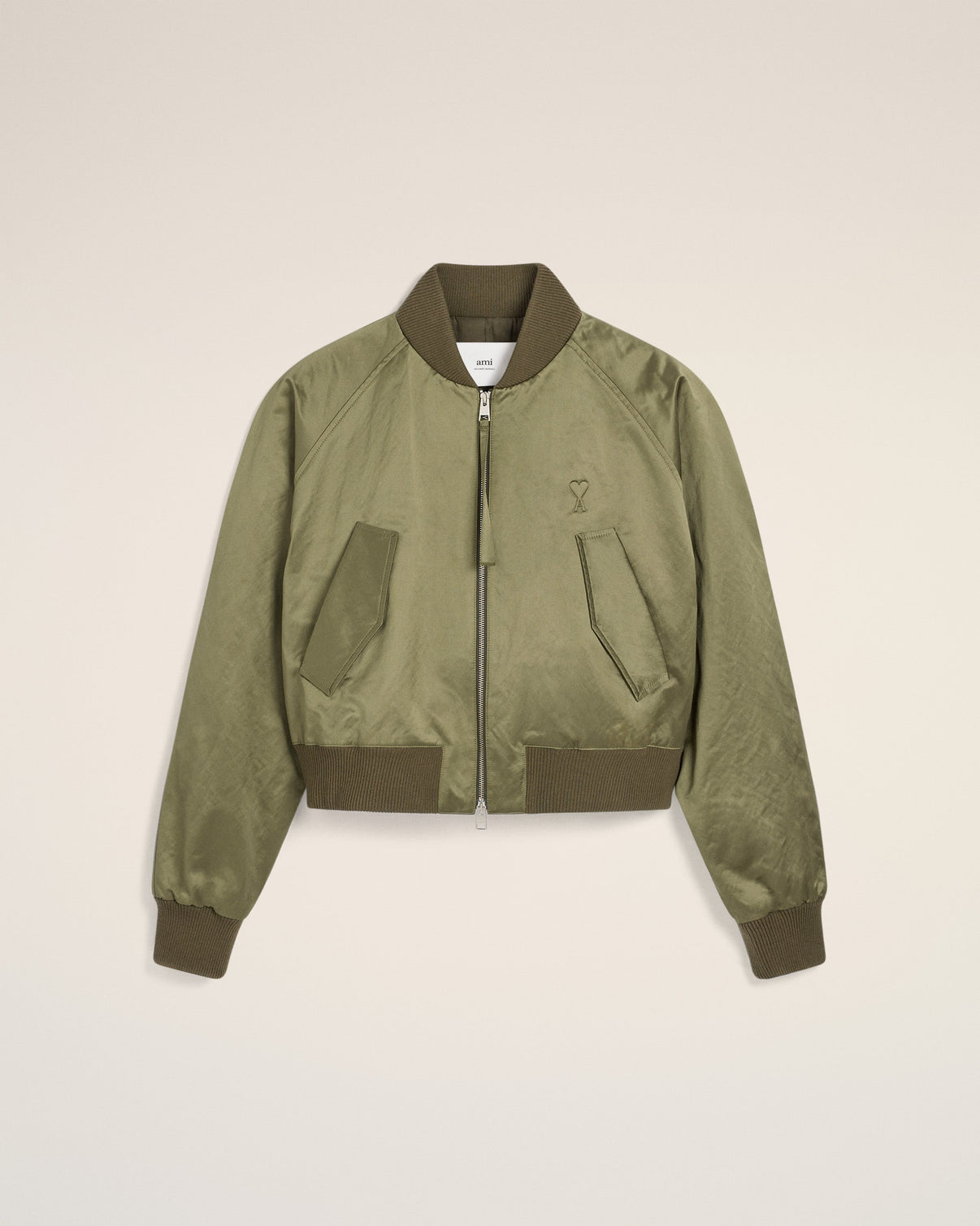Green Cotton Satin Bomber