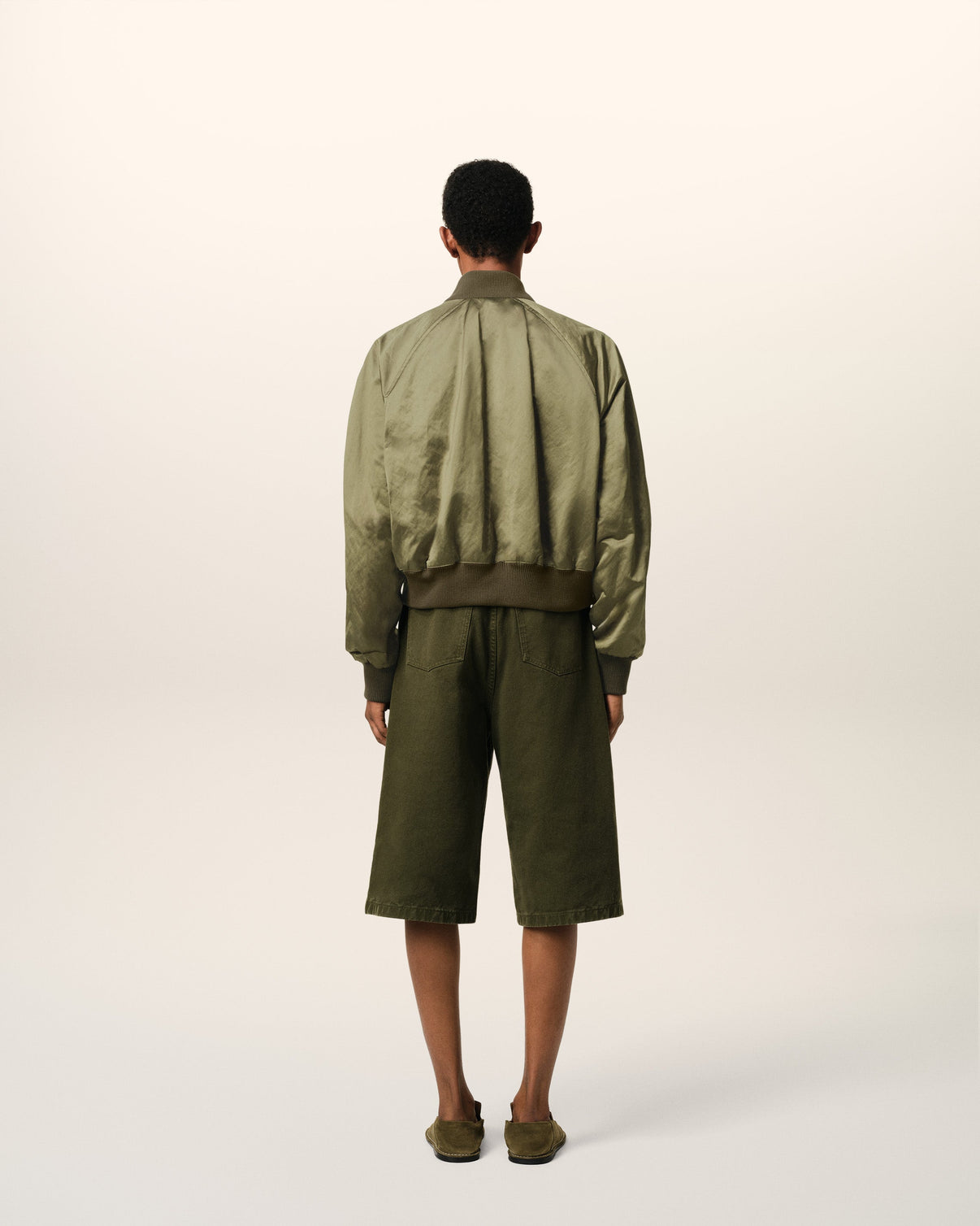 Green Cotton Satin Bomber