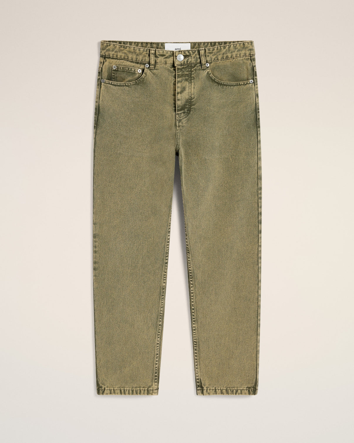 Green Cotton Tapered Fit Jeans