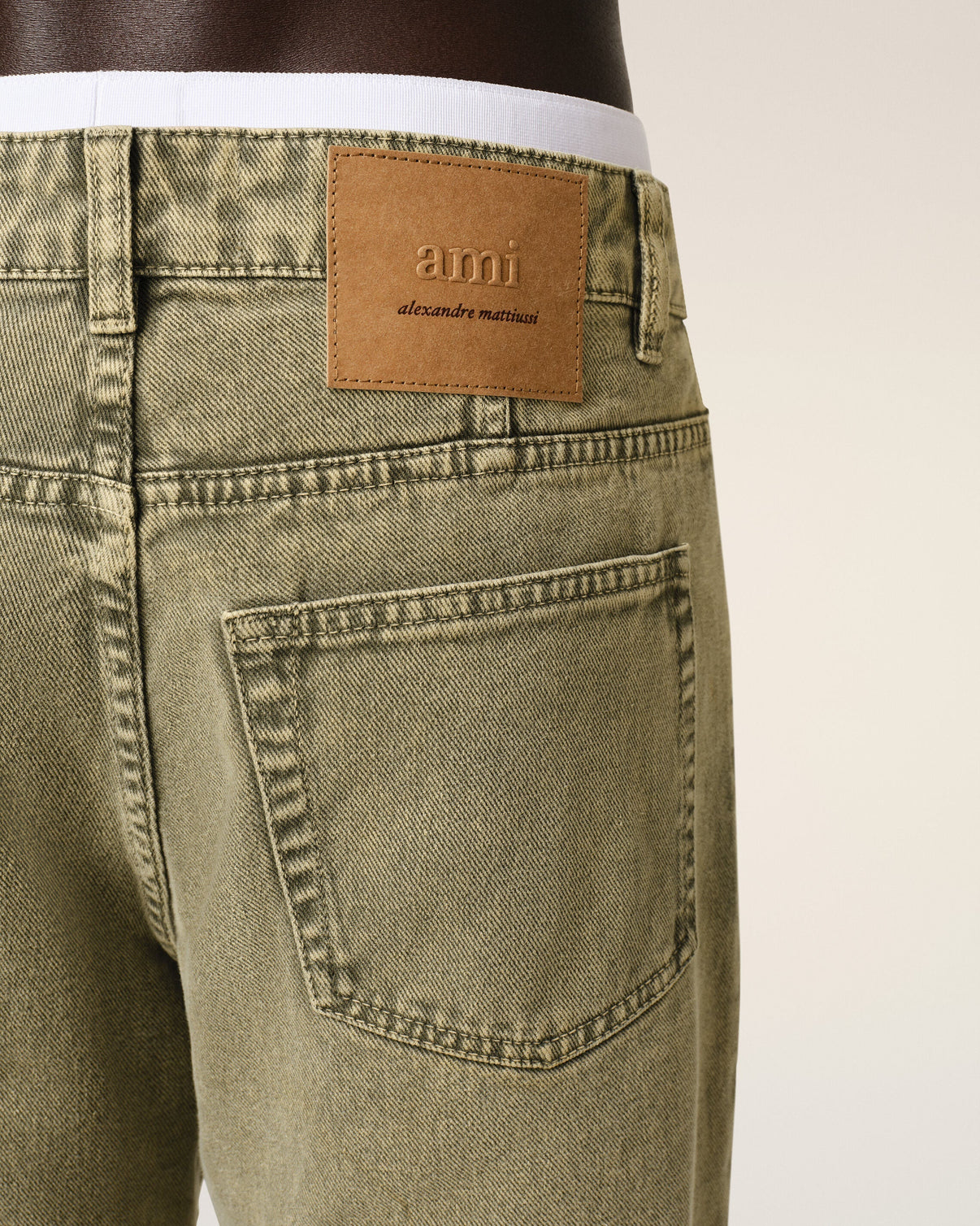 Green Cotton Tapered Fit Jeans