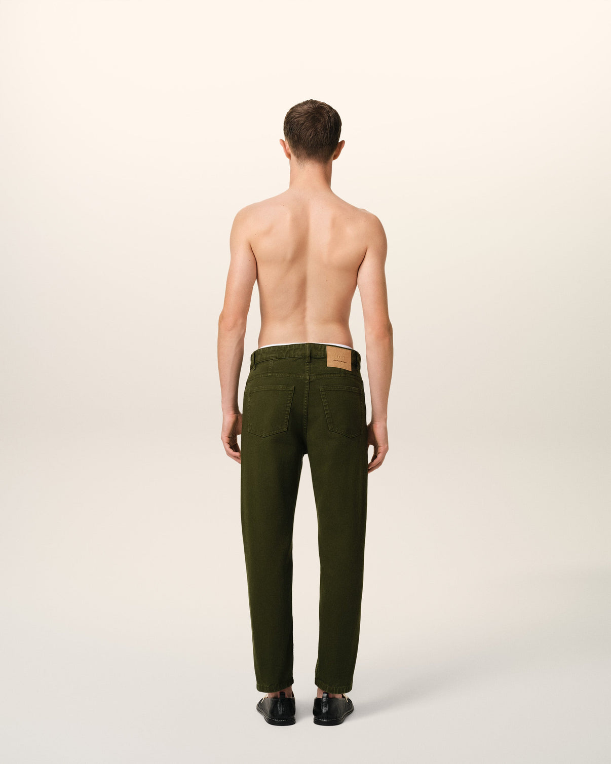 Green Cotton Tapered Fit Jeans