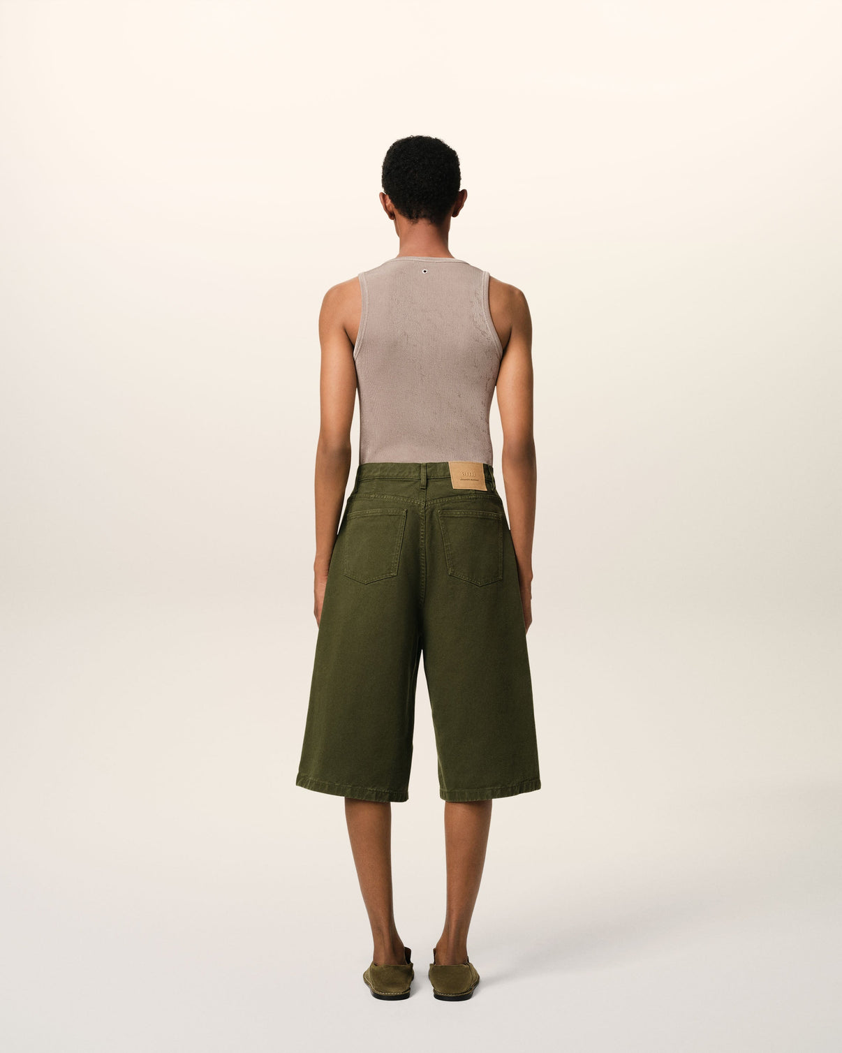 Green Cotton Wide Fit Bermuda Short