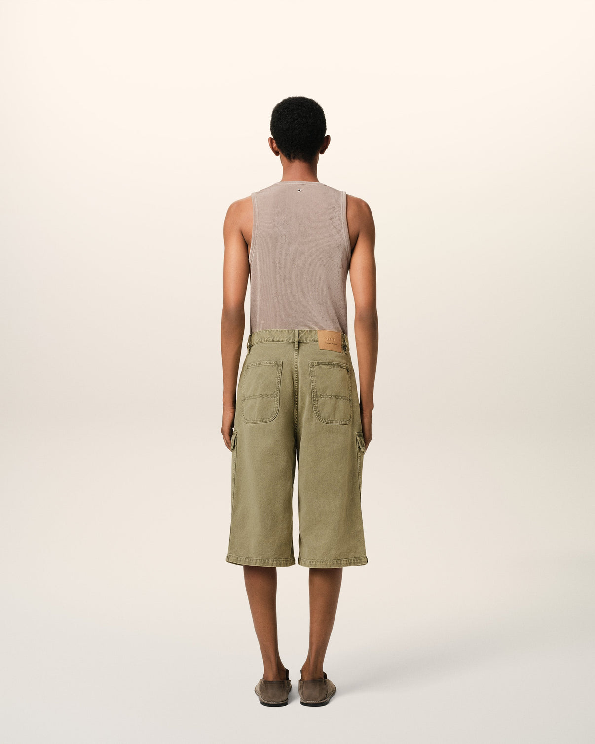 Green Cotton Wide Fit Cargo Bermuda Short