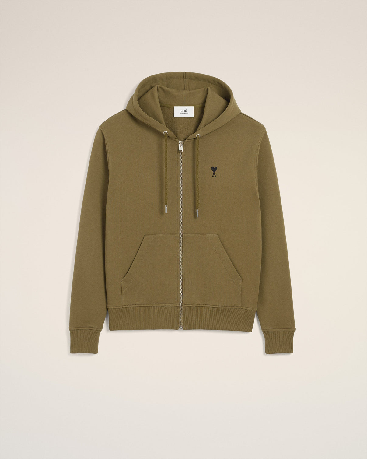 Green Cotton Zipped Hoodie