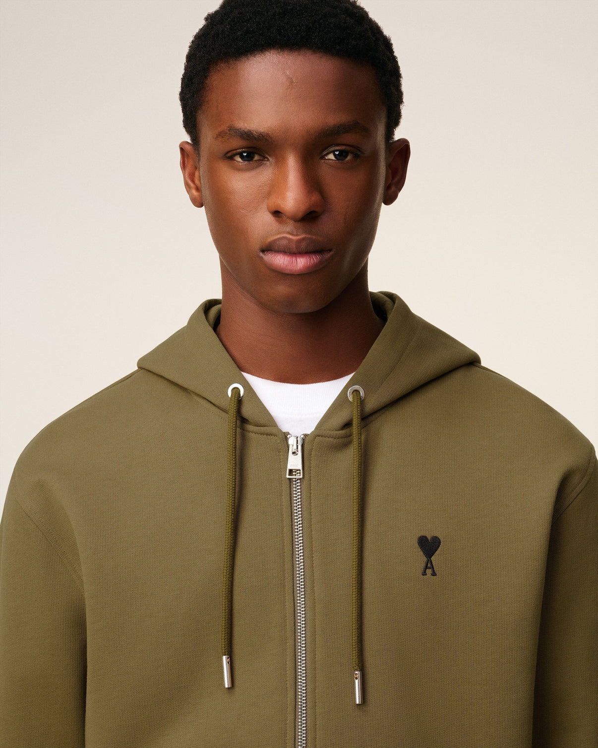 Green Cotton Zipped Hoodie