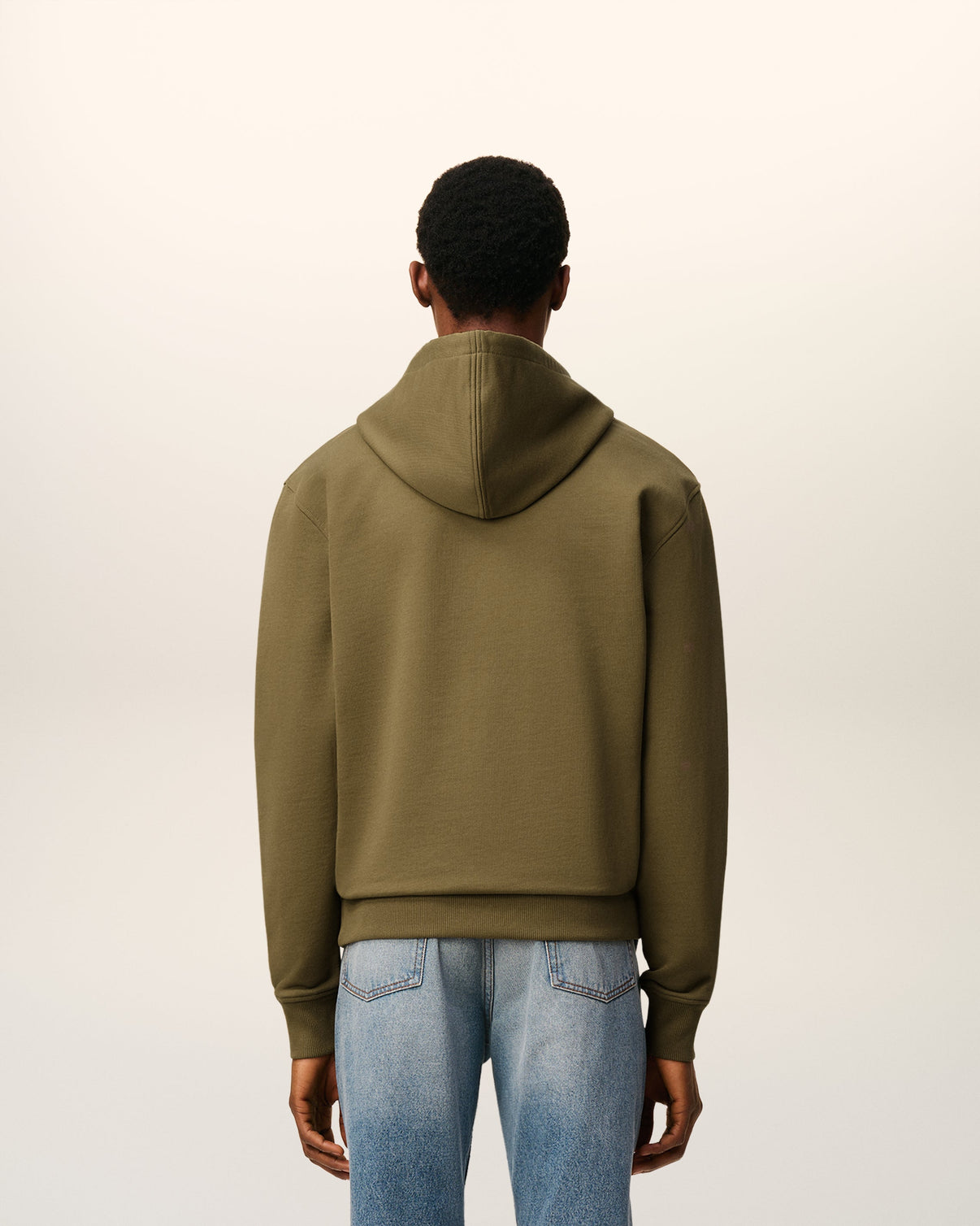 Green Cotton Zipped Hoodie