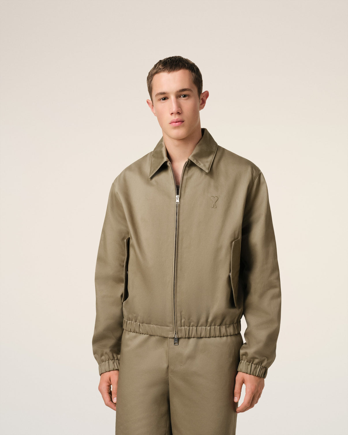 Green Cotton Zipped Jacket