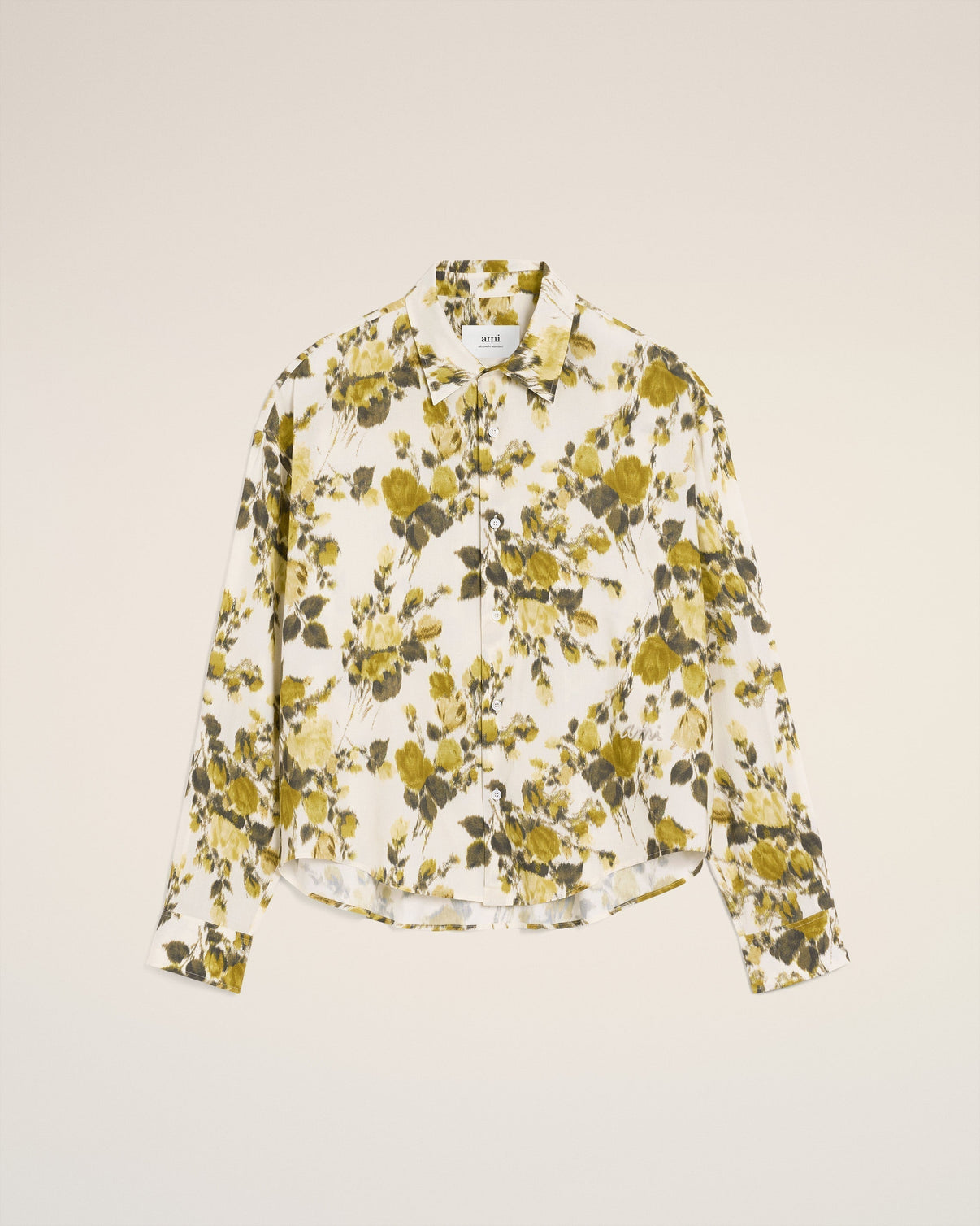 Green Flower Printed Boxy Shirt