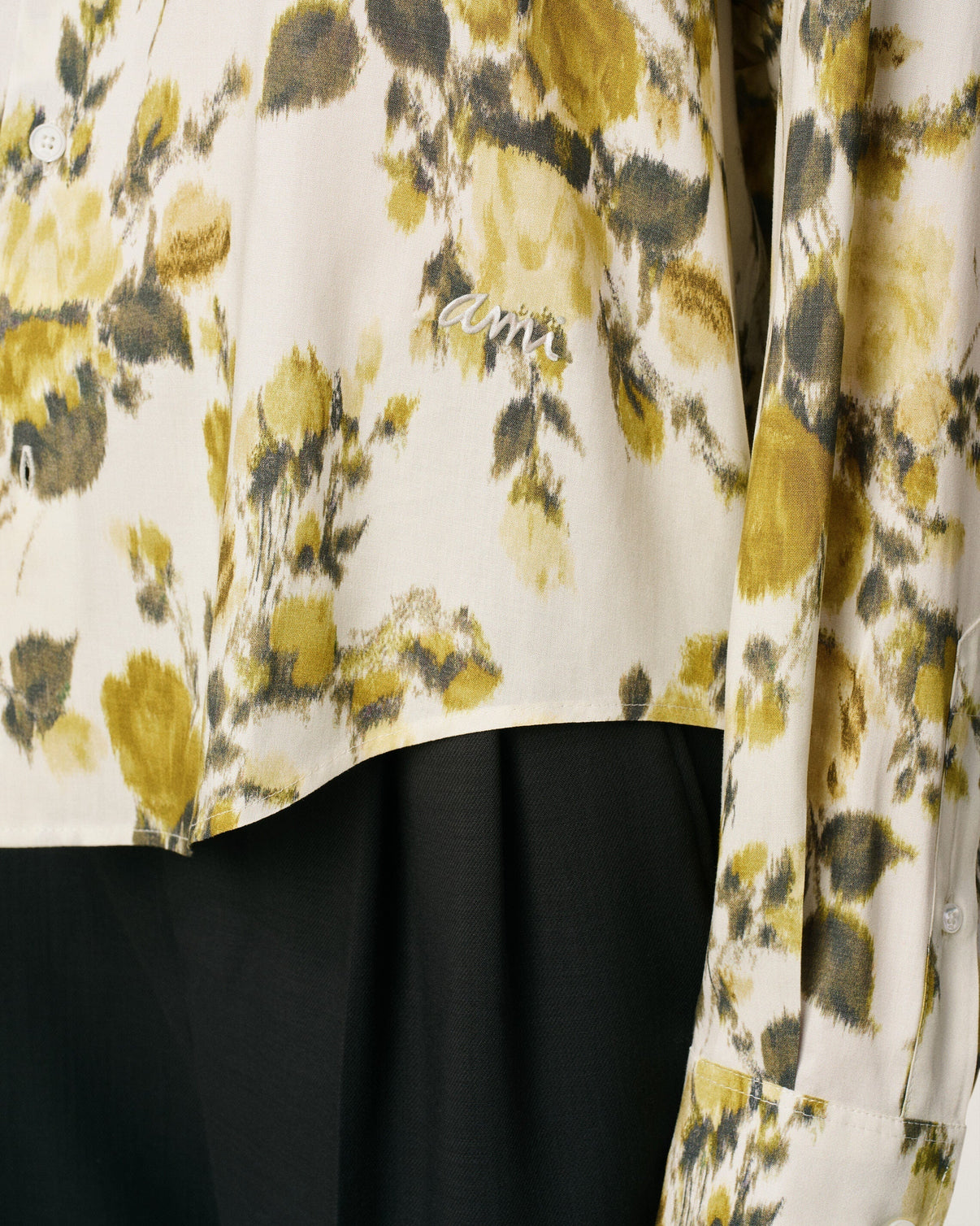 Green Flower Printed Boxy Shirt