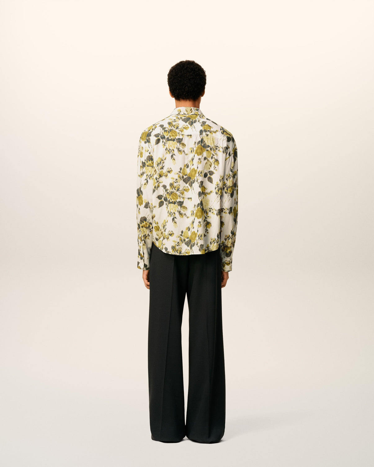 Green Flower Printed Boxy Shirt