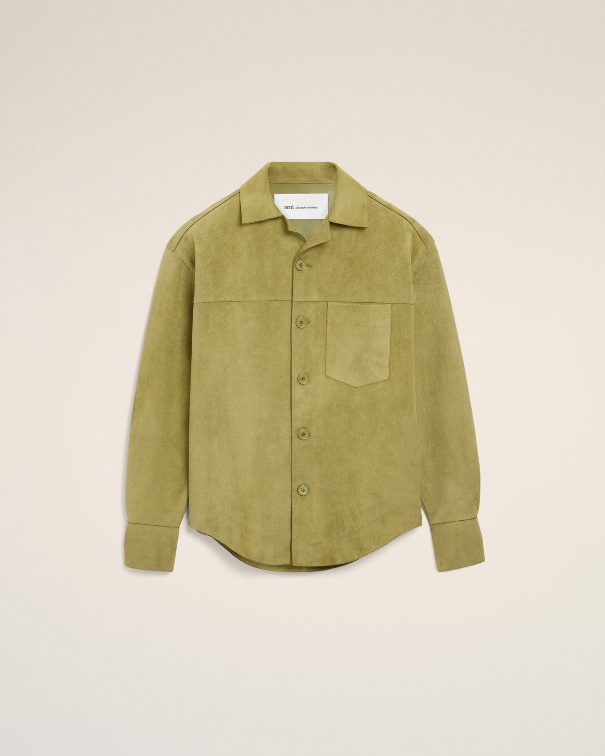 Green Goat Leather Buttoned Overshirt