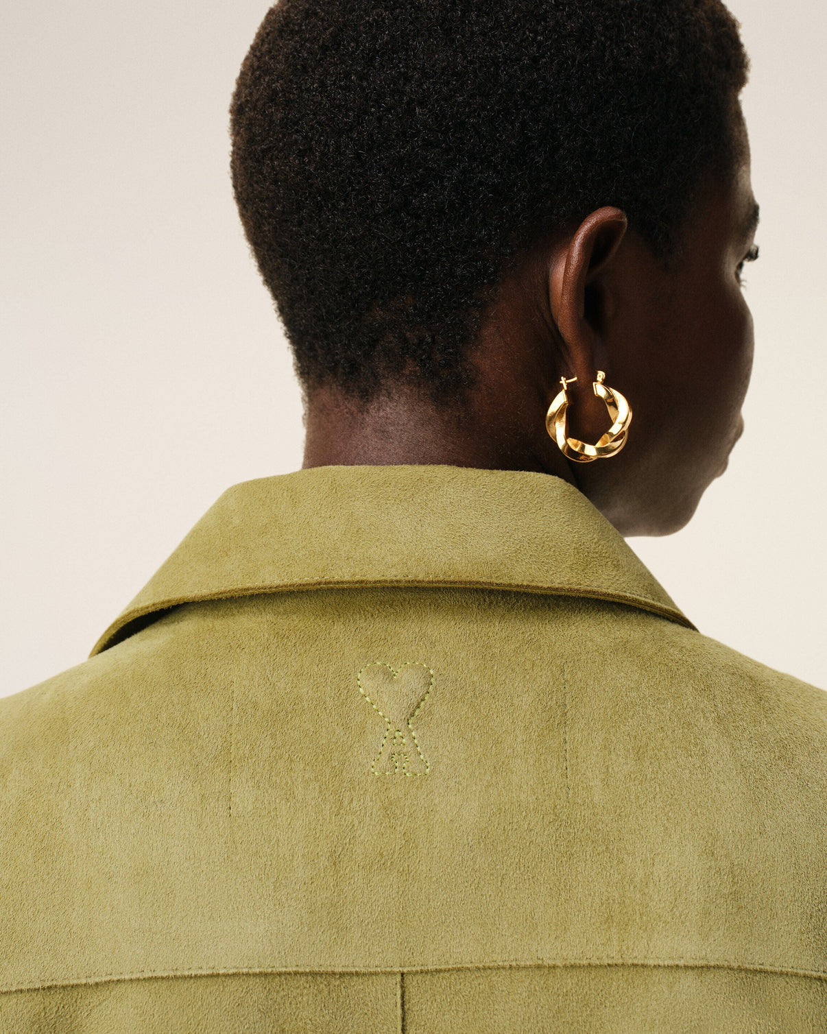 Green Goat Leather Buttoned Overshirt