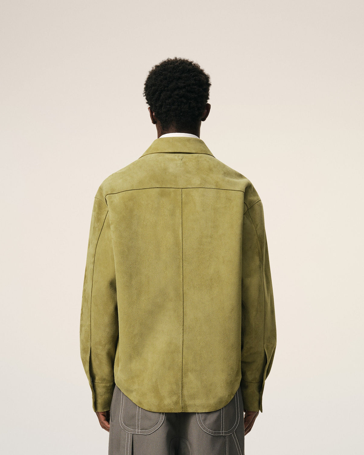 Green Goat Leather Buttoned Overshirt