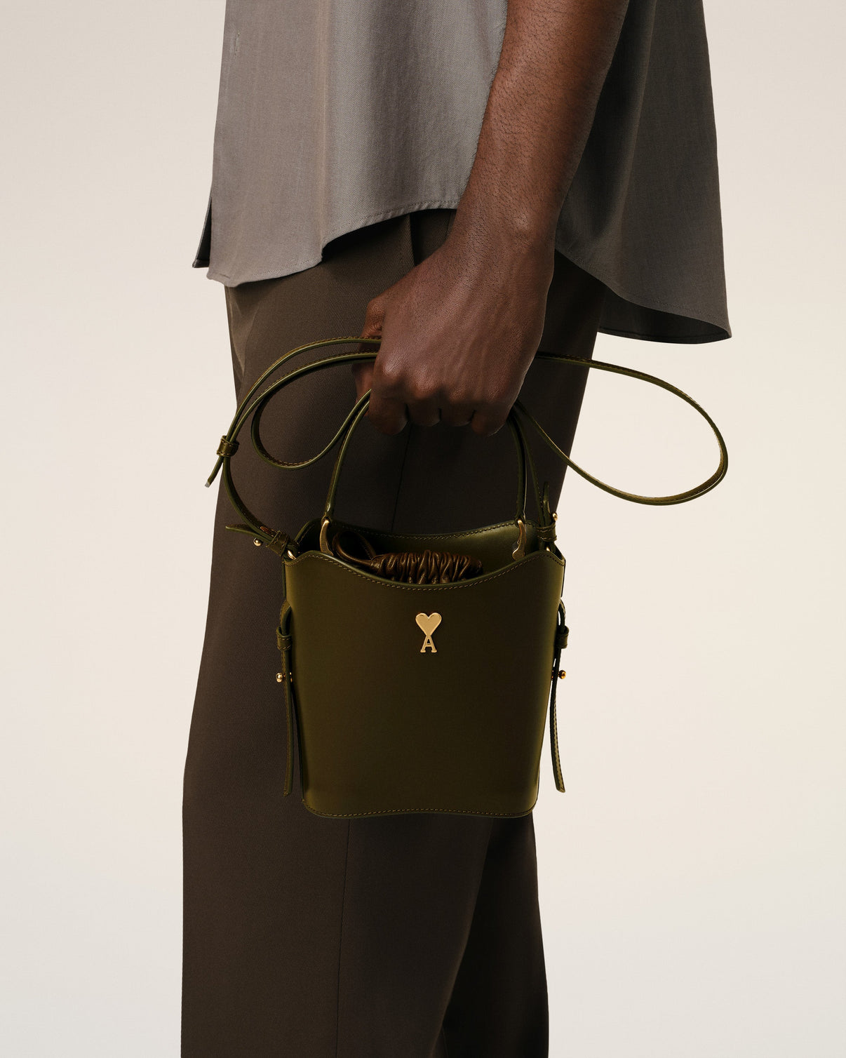 Green Leather Mini Paris Paris Bucket Bag