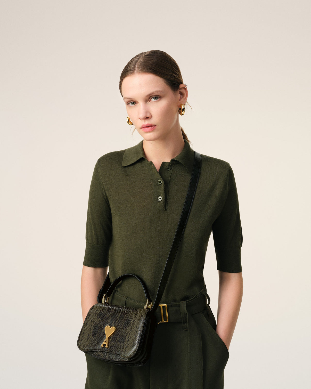 Green Leather Top Handle Paris Paris Bag