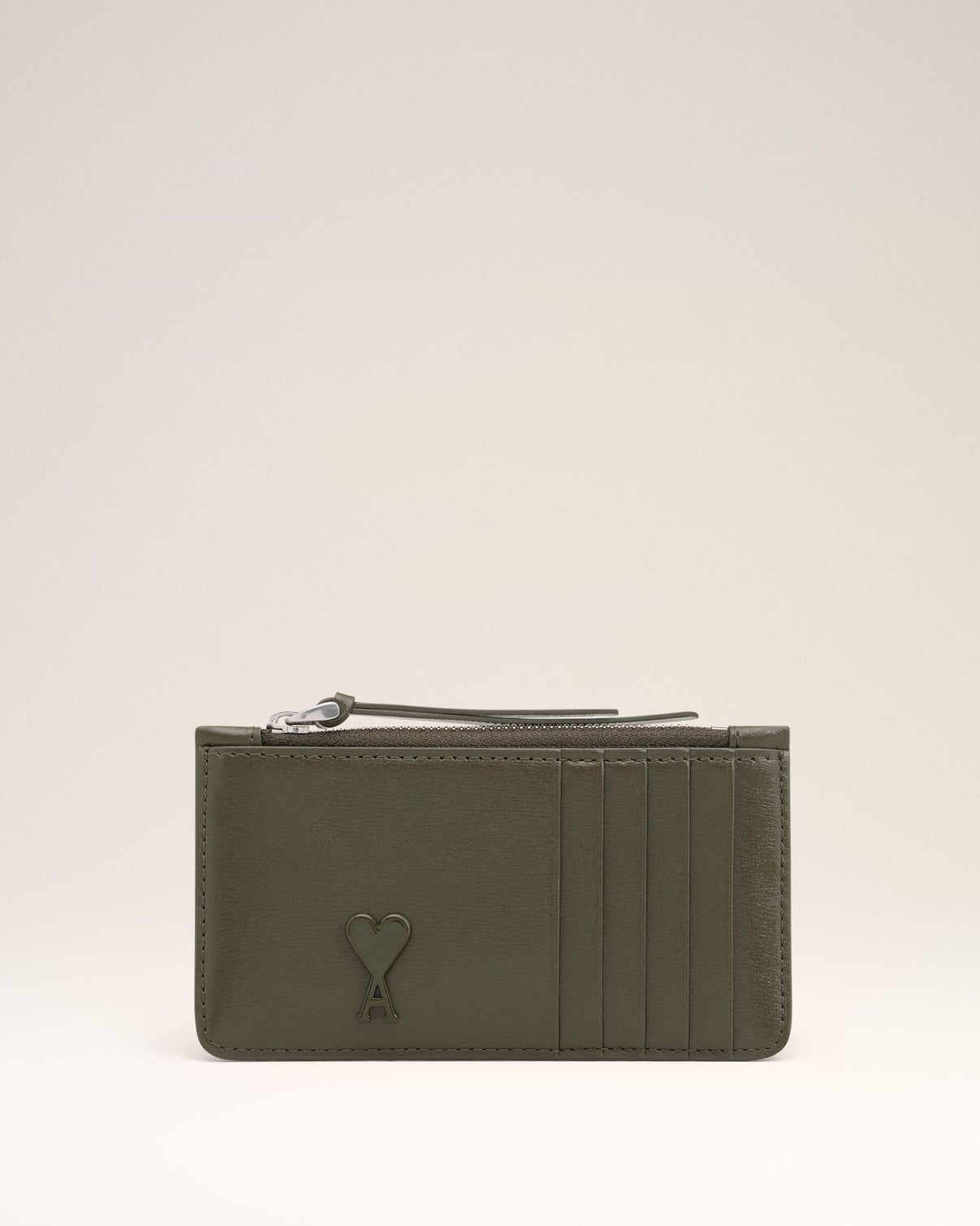Green Leather Zipped Card Holder