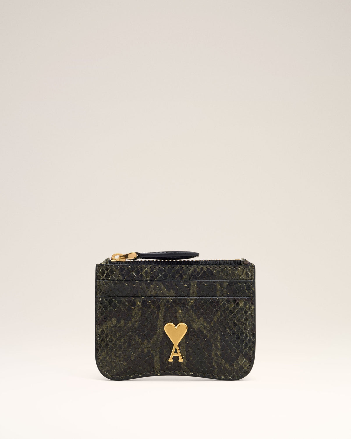 Green Leather Zipped Card Holder