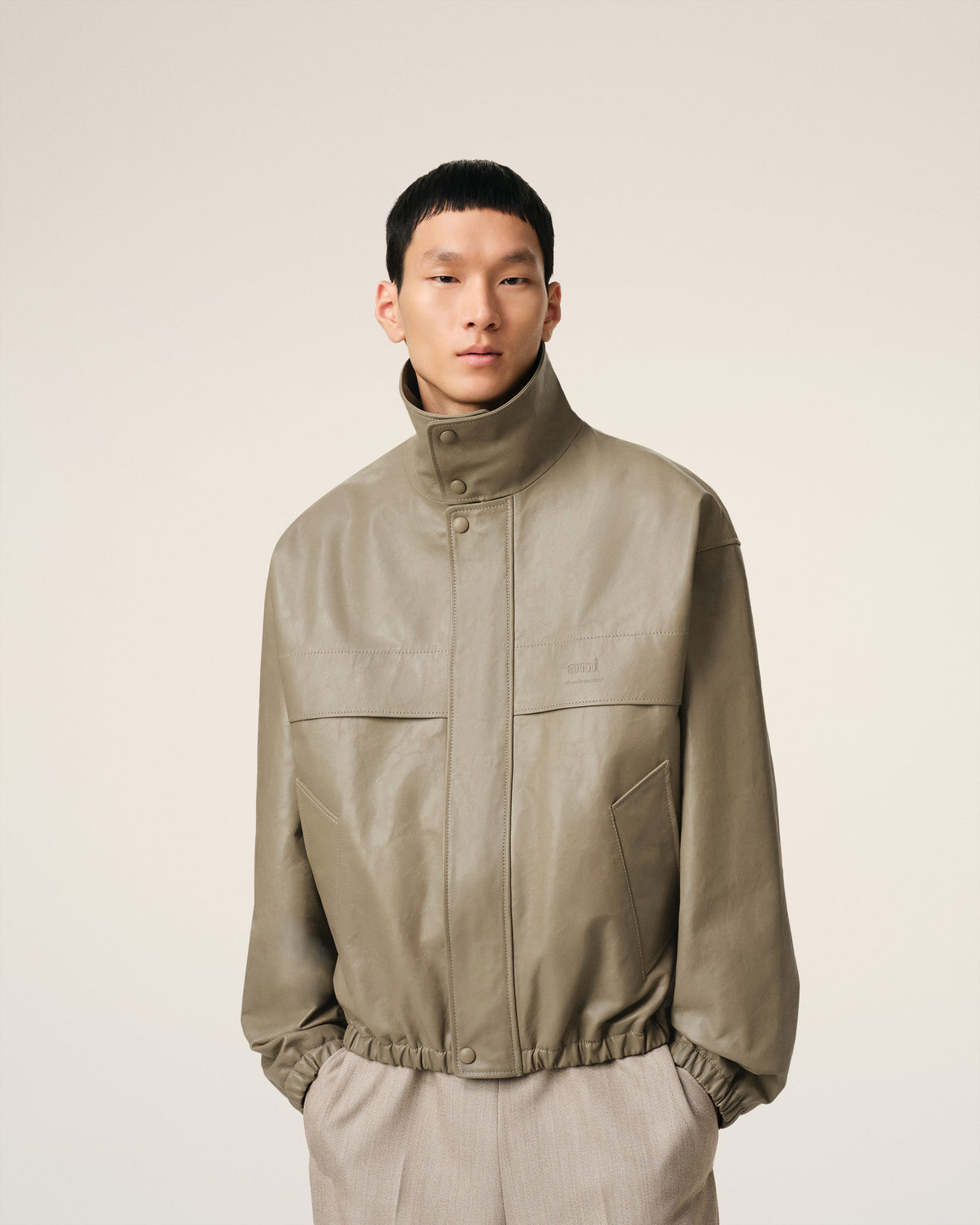 Green Leather Zipped Jacket