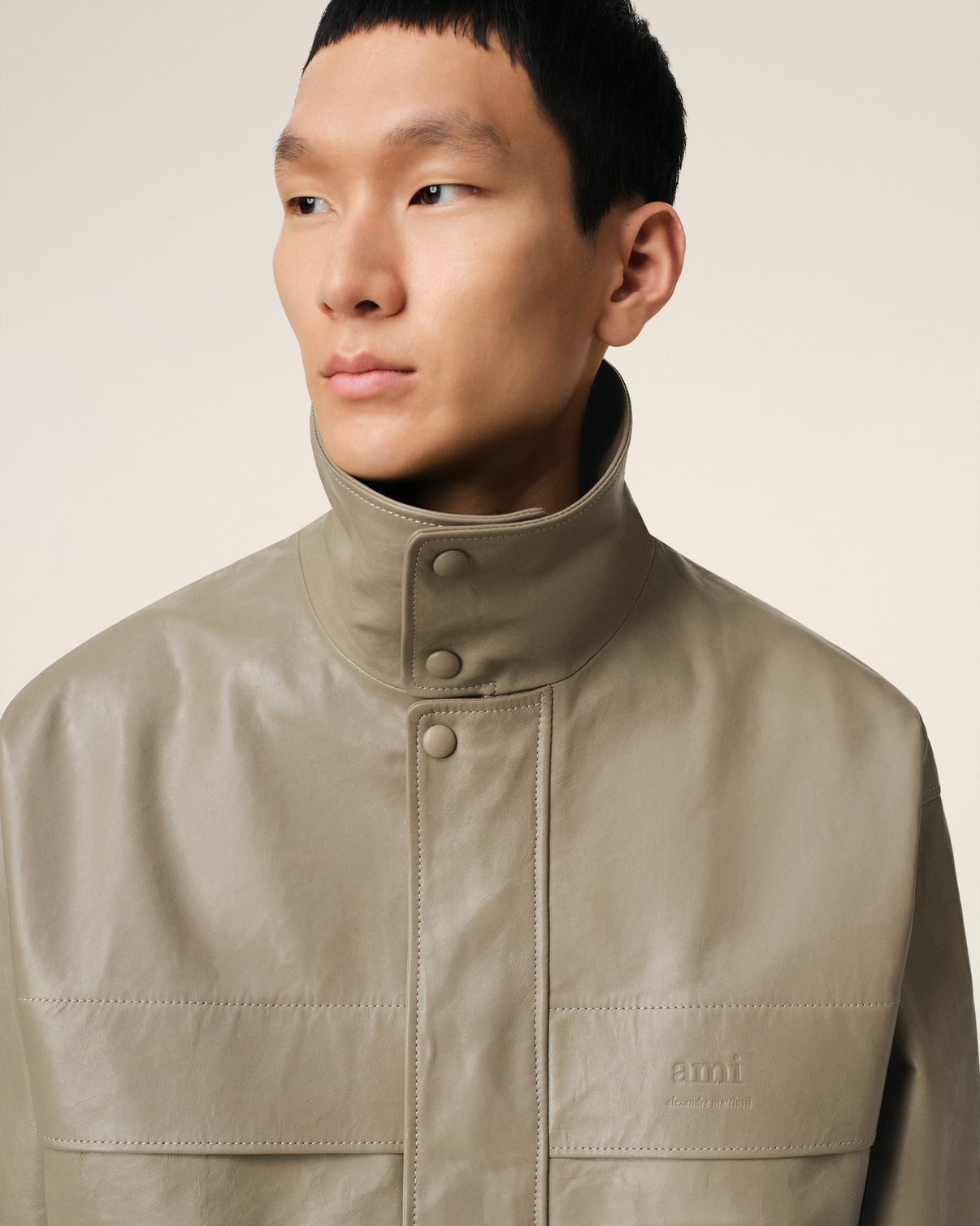 Green Leather Zipped Jacket