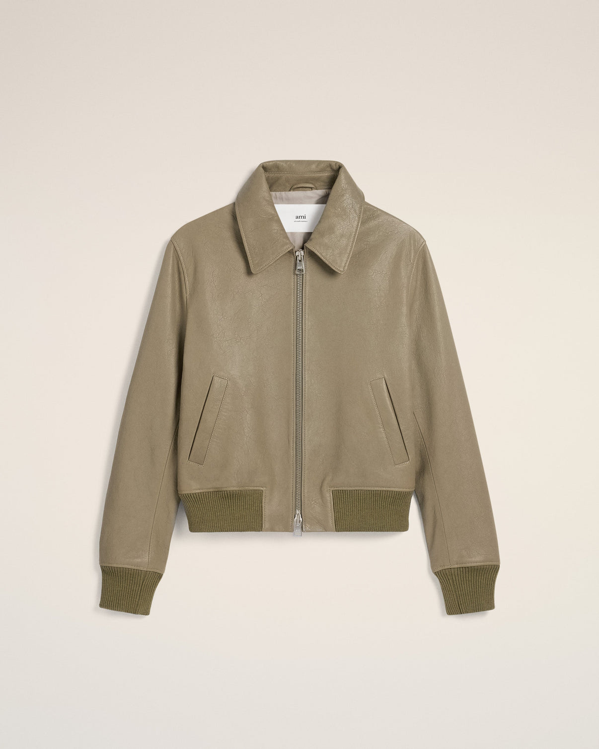 Green Leather Zipped Jacket