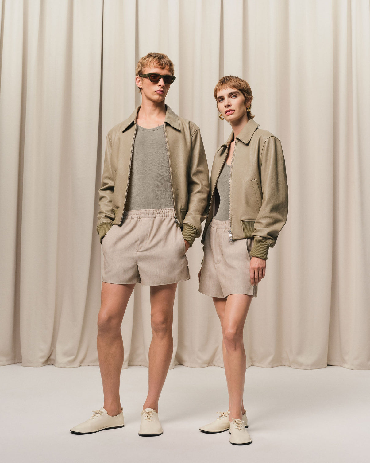 Green Leather Zipped Jacket