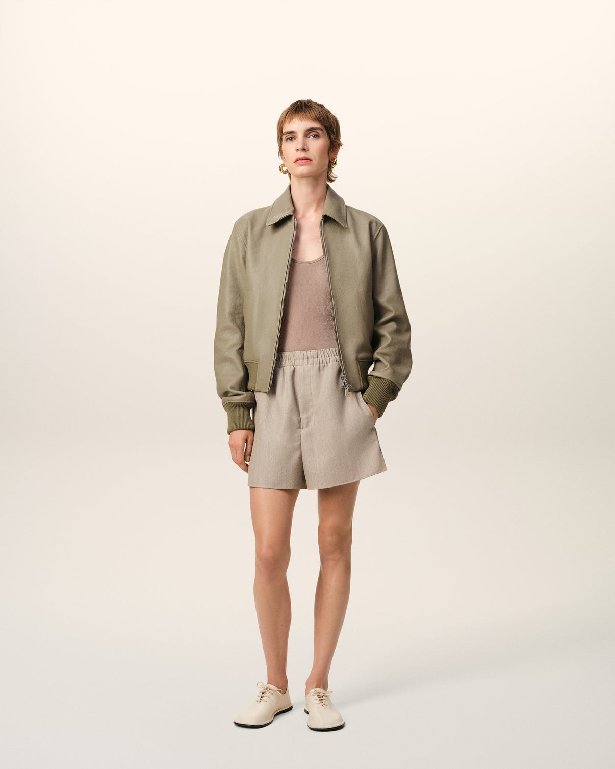 Green Leather Zipped Jacket