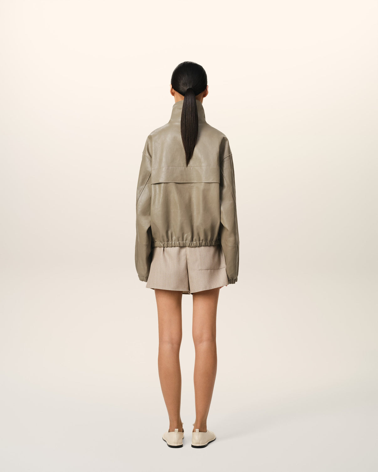 Green Leather Zipped Jacket