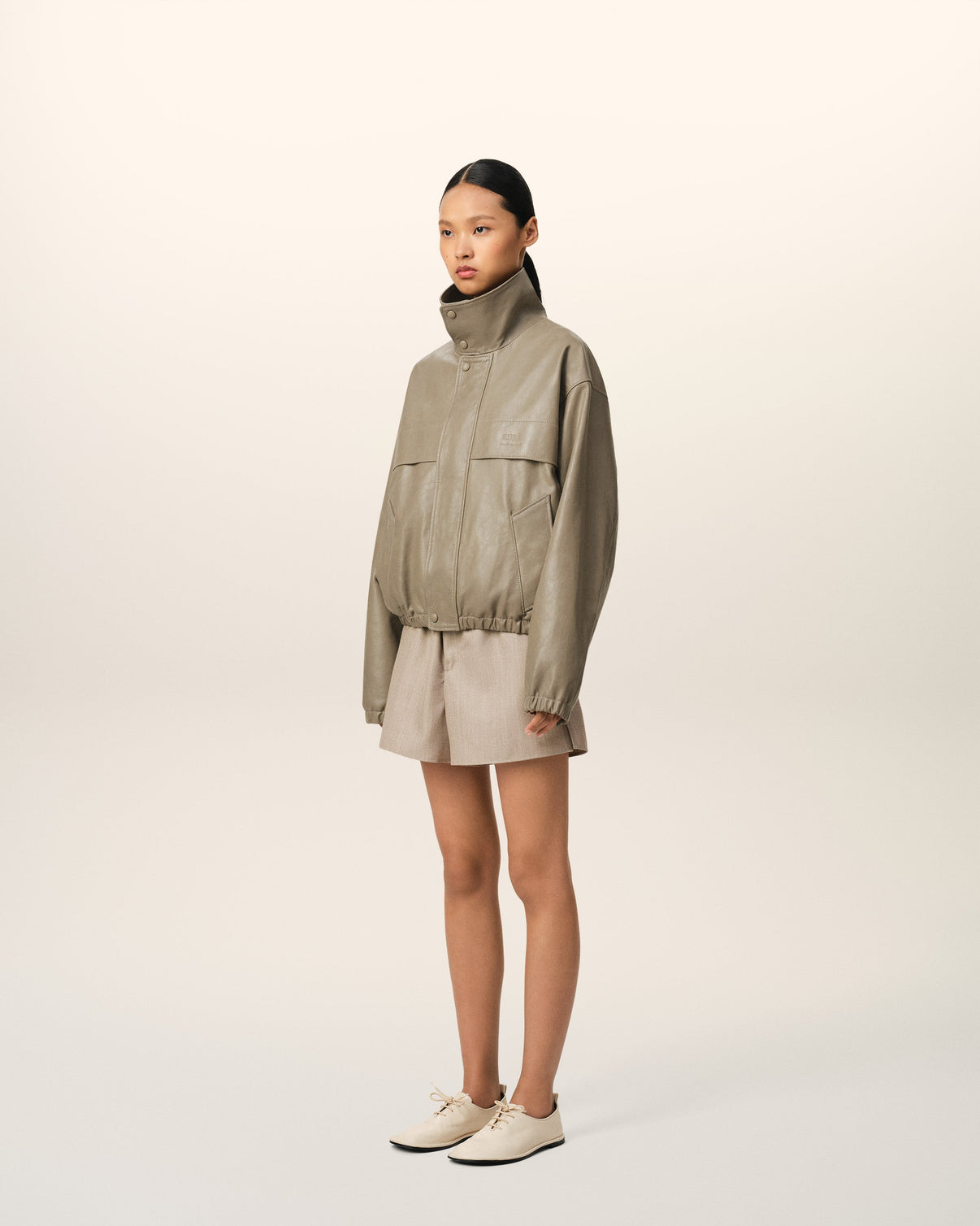 Green Leather Zipped Jacket