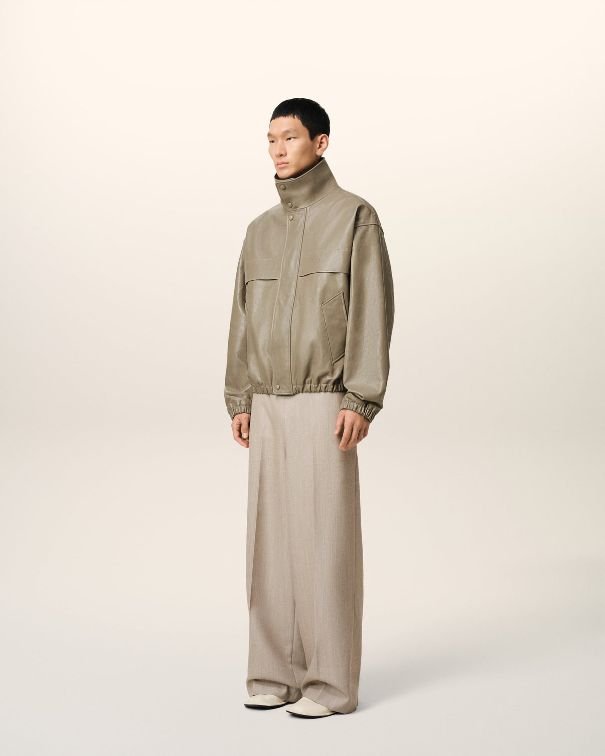 Green Leather Zipped Jacket