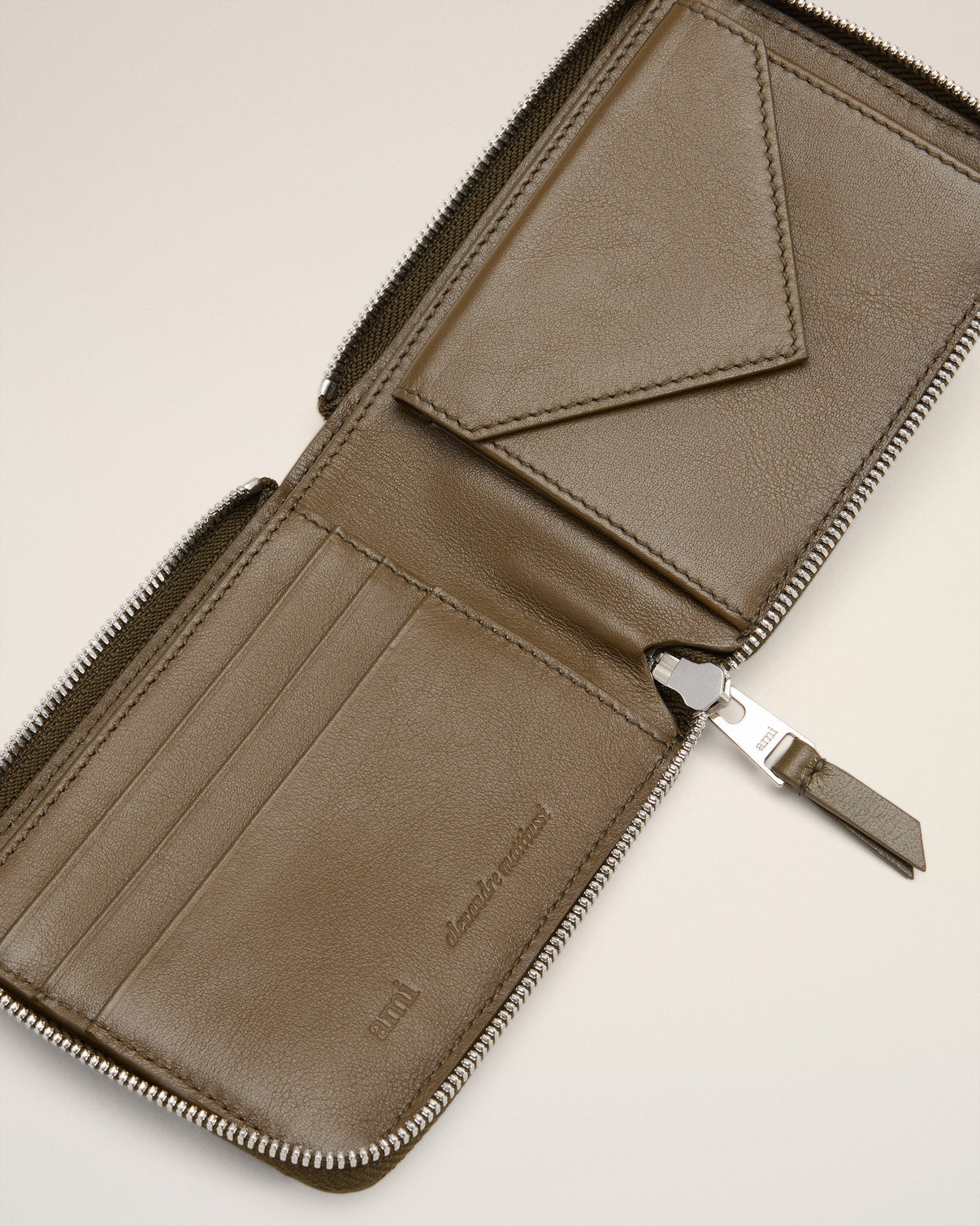 Green Smooth Leather Compact Wallet
