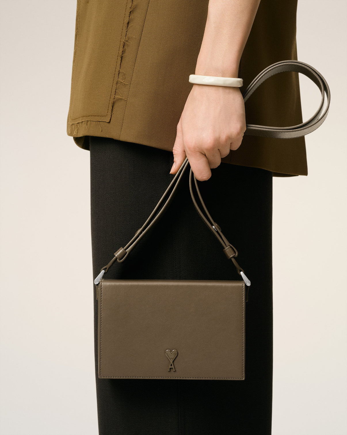Green Smooth Leather Lunch Box Bag