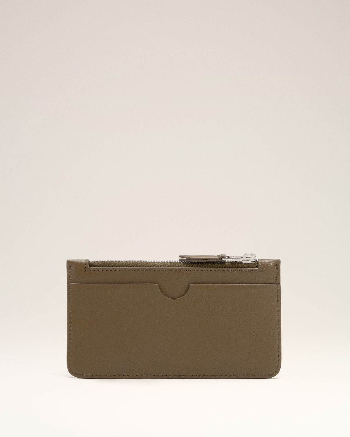 Green Smooth Leather Zipped Card Holder