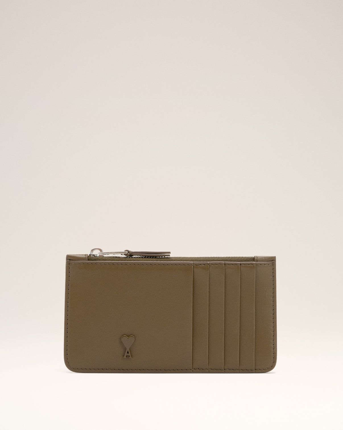 Green Smooth Leather Zipped Card Holder
