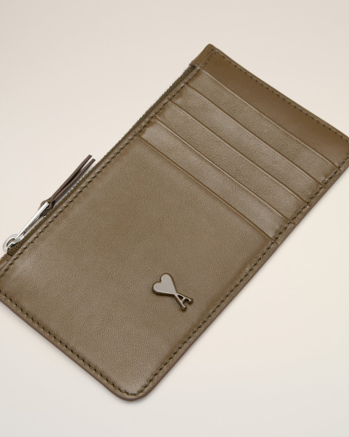 Green Smooth Leather Zipped Card Holder