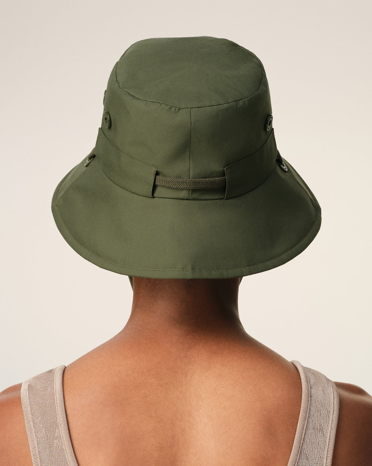 Green Water-repellent String Bucket Hat