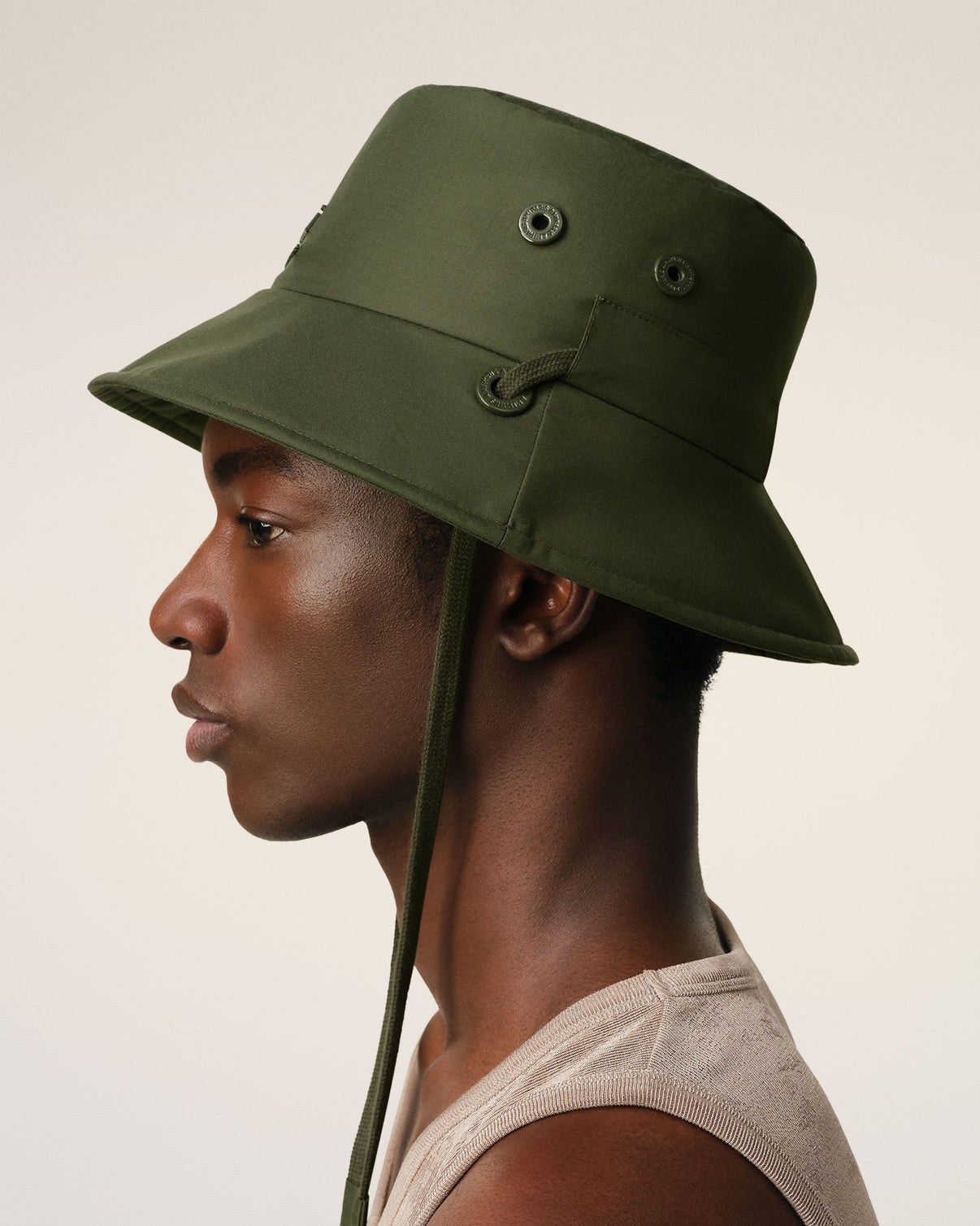 Green Water-repellent String Bucket Hat