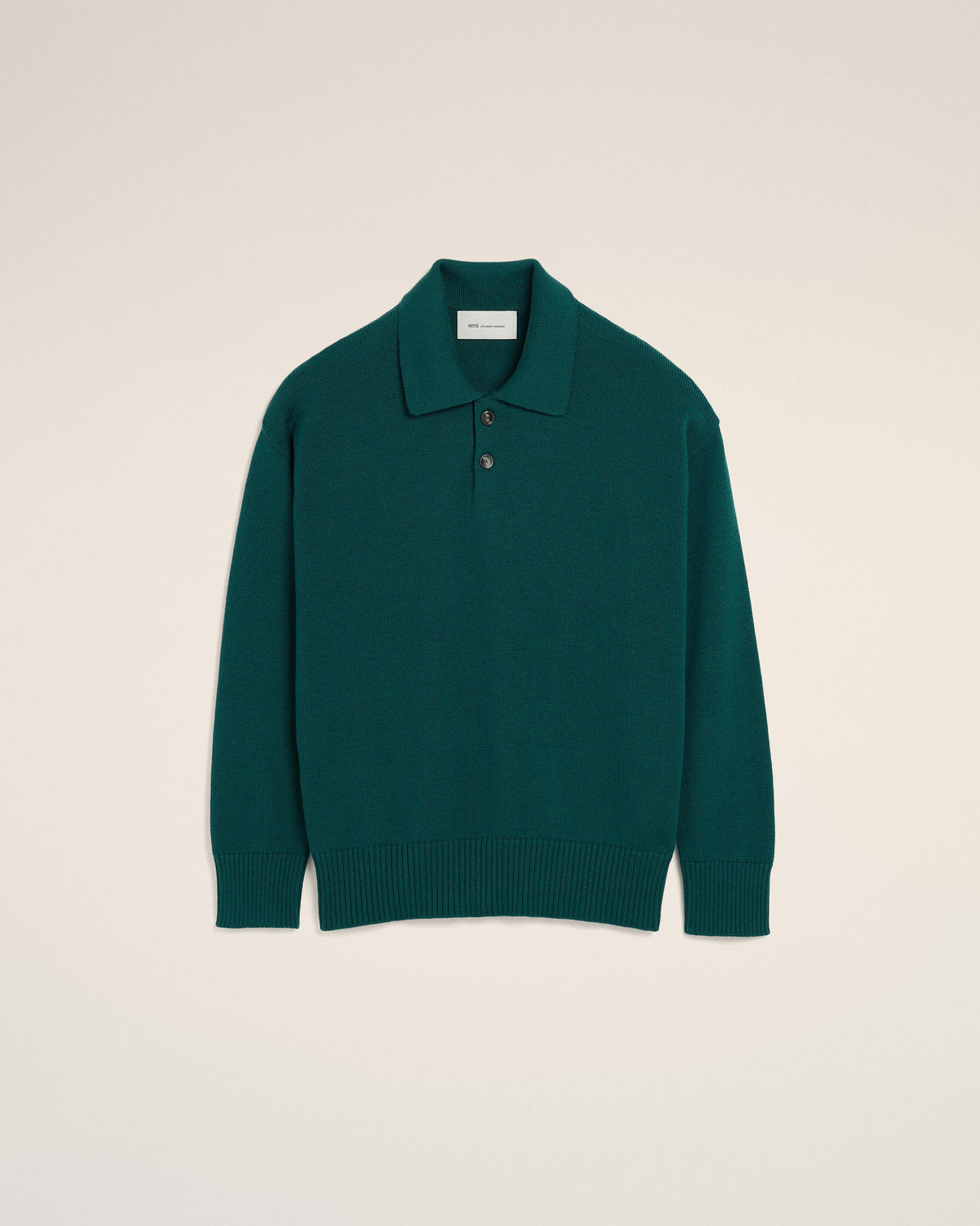 Green Wool And Cotton Boxy Polo