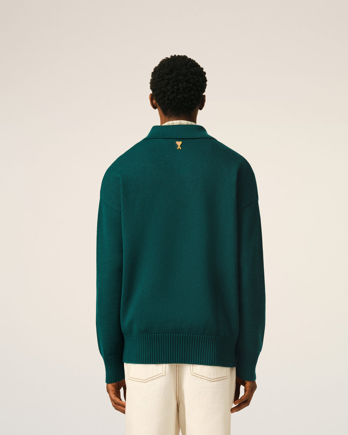 Green Wool And Cotton Boxy Polo