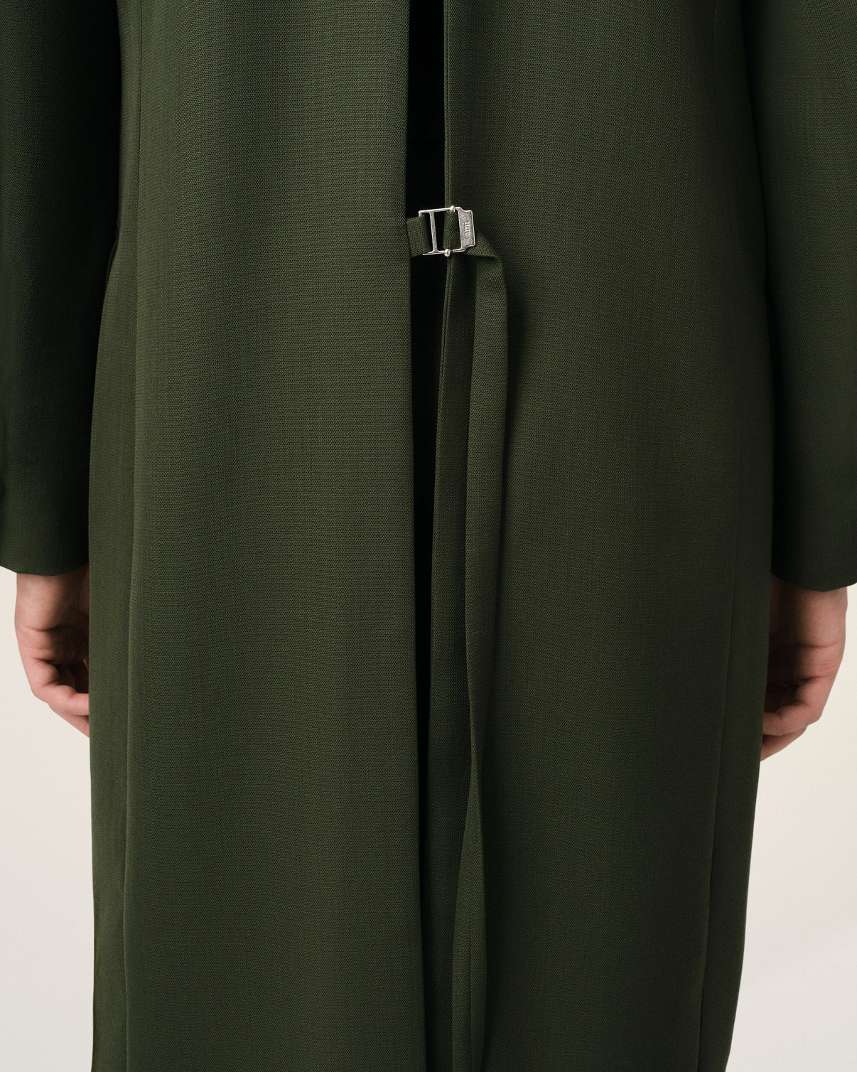 Green Wool Back Slit Long Coat